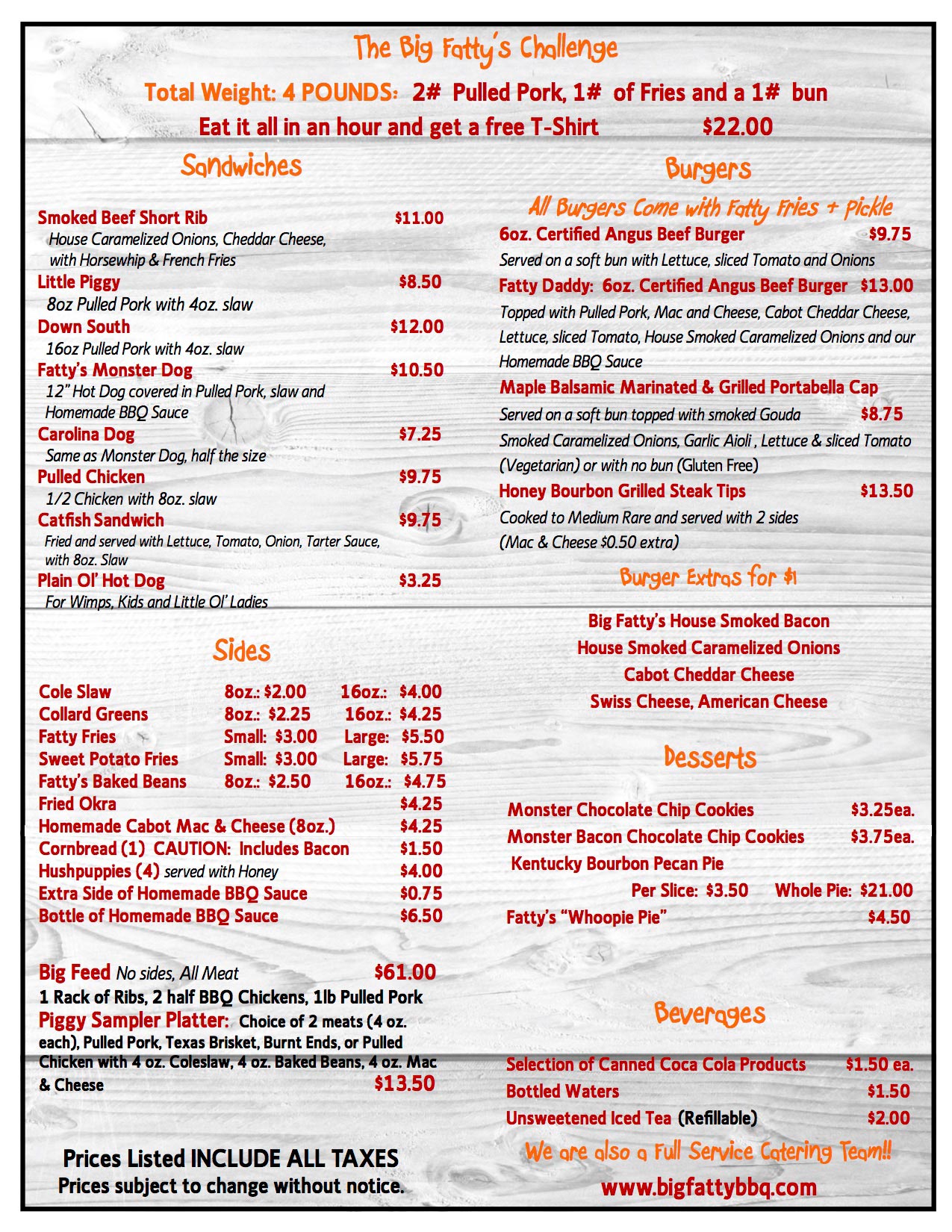 our menu big fatty s bbq
