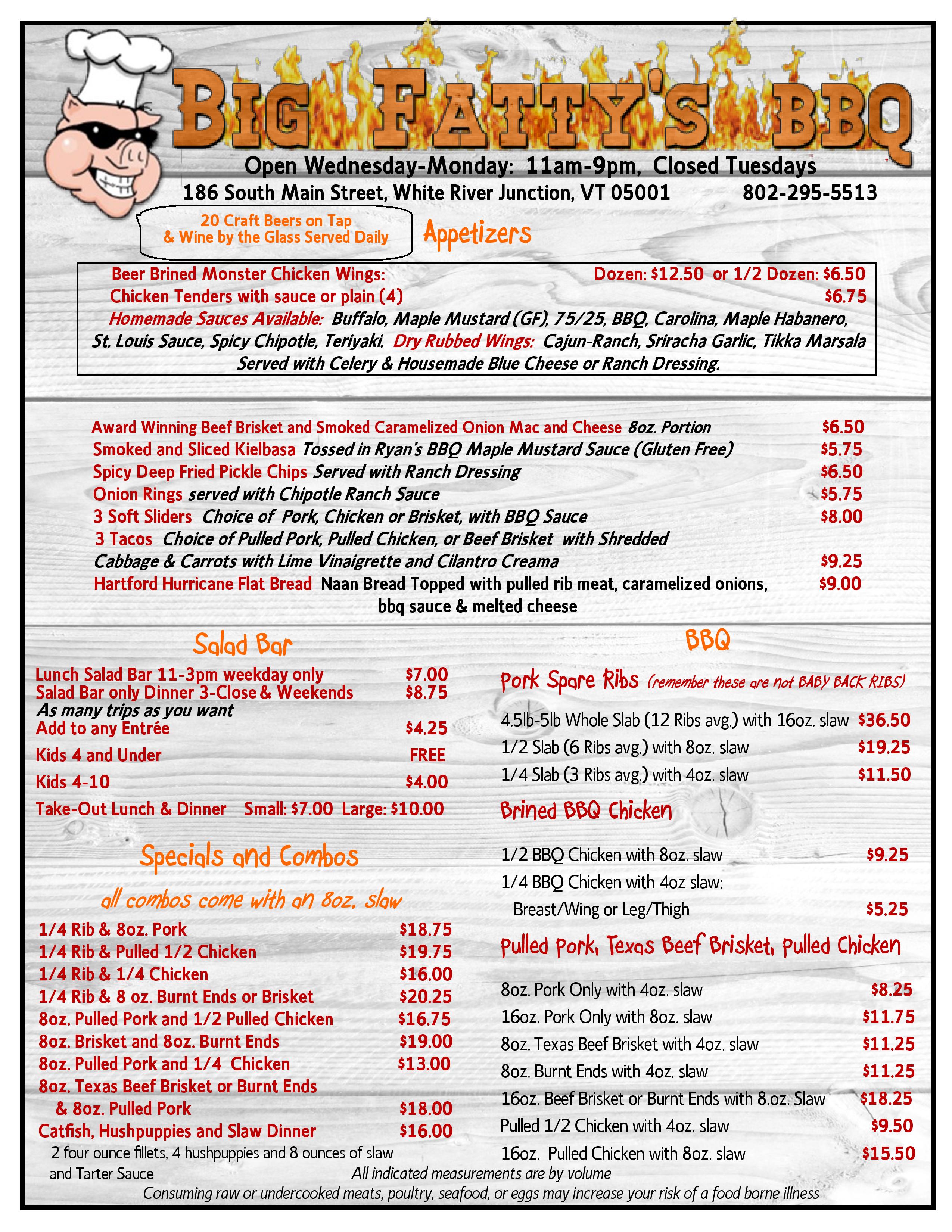 Our Menu Big Fatty's BBQ